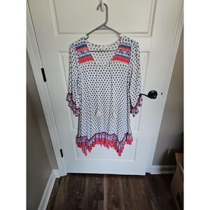 Kori America Boho Floral Printed Mini Dress with Tassel Ties